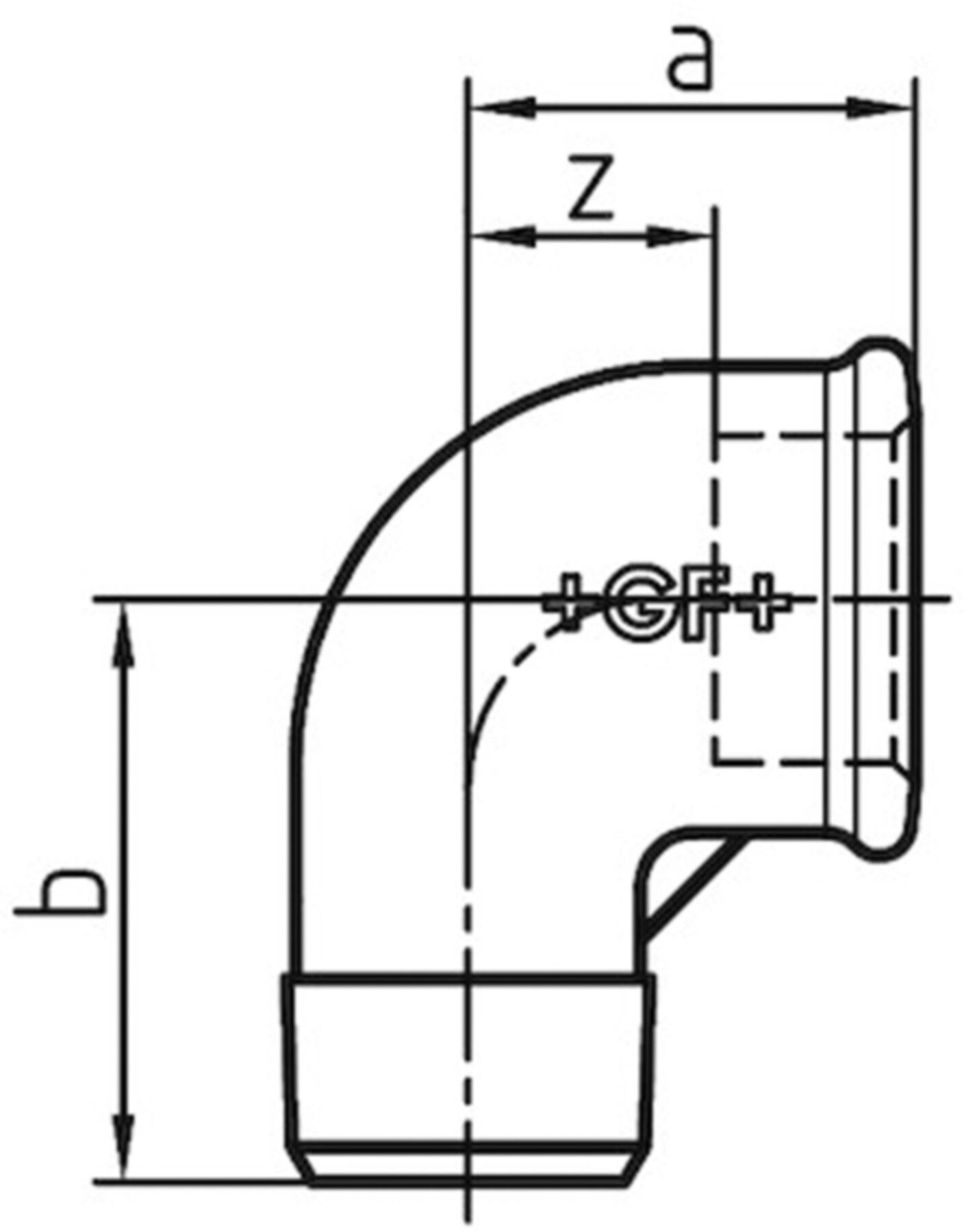 Winkel 90° 92 V 4" 770 092 212 - GF verz. Tempergussfittings
