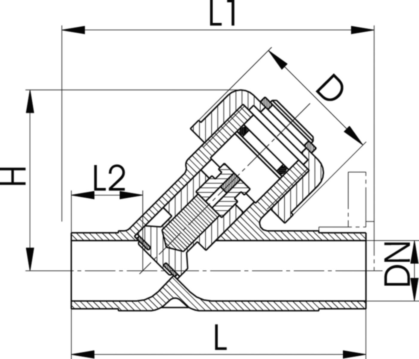 Schrägsitz - RV EPDM m/Stutzen 16 mm 161 303 005 - GF Hart PVC-U Formstücke