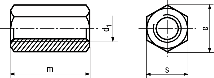 6-kt Verlängerungsmuttern ~3 d A2 BN14307 M16 - Bossard Schrauben