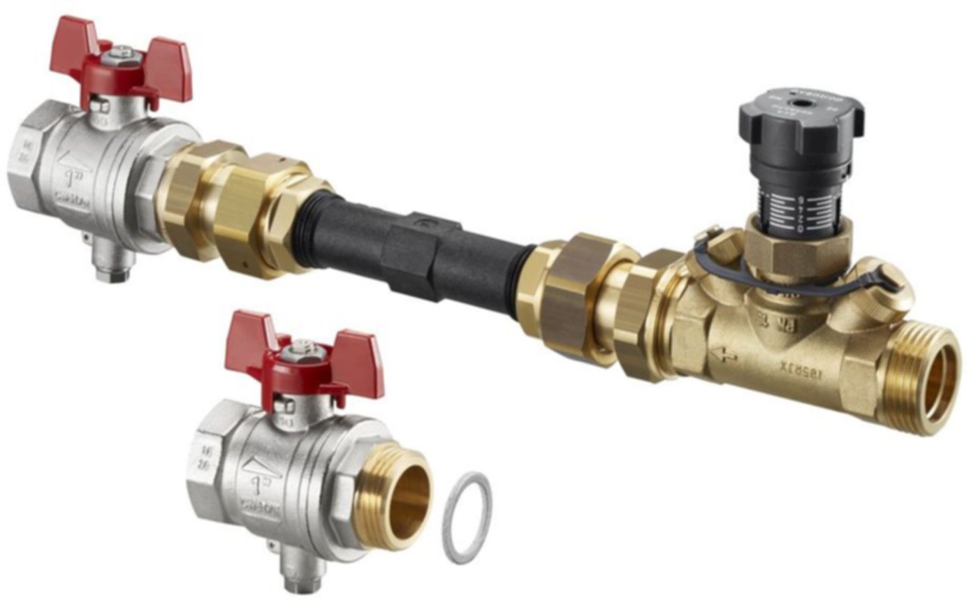 Wärmemengenzähler-Anschluss-Set 3/4"-110 horizontal m/Strangregulierv. 140 45 79 - Oventrop Fussbodenheizungszubehör