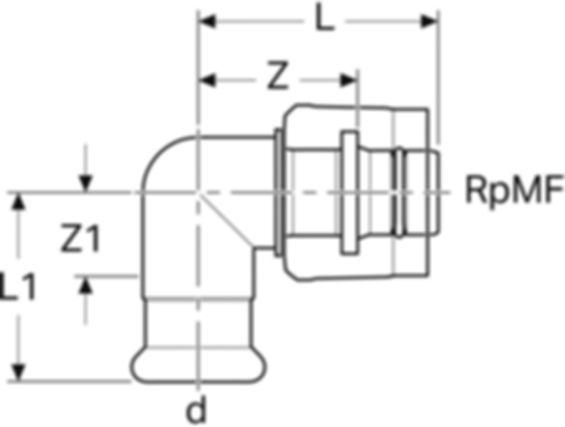 Übergangswinkel 90° 1/2"-15mm 61120 mit MasterFix - Mapress-Sanitär-Presssystem-Formstücke
