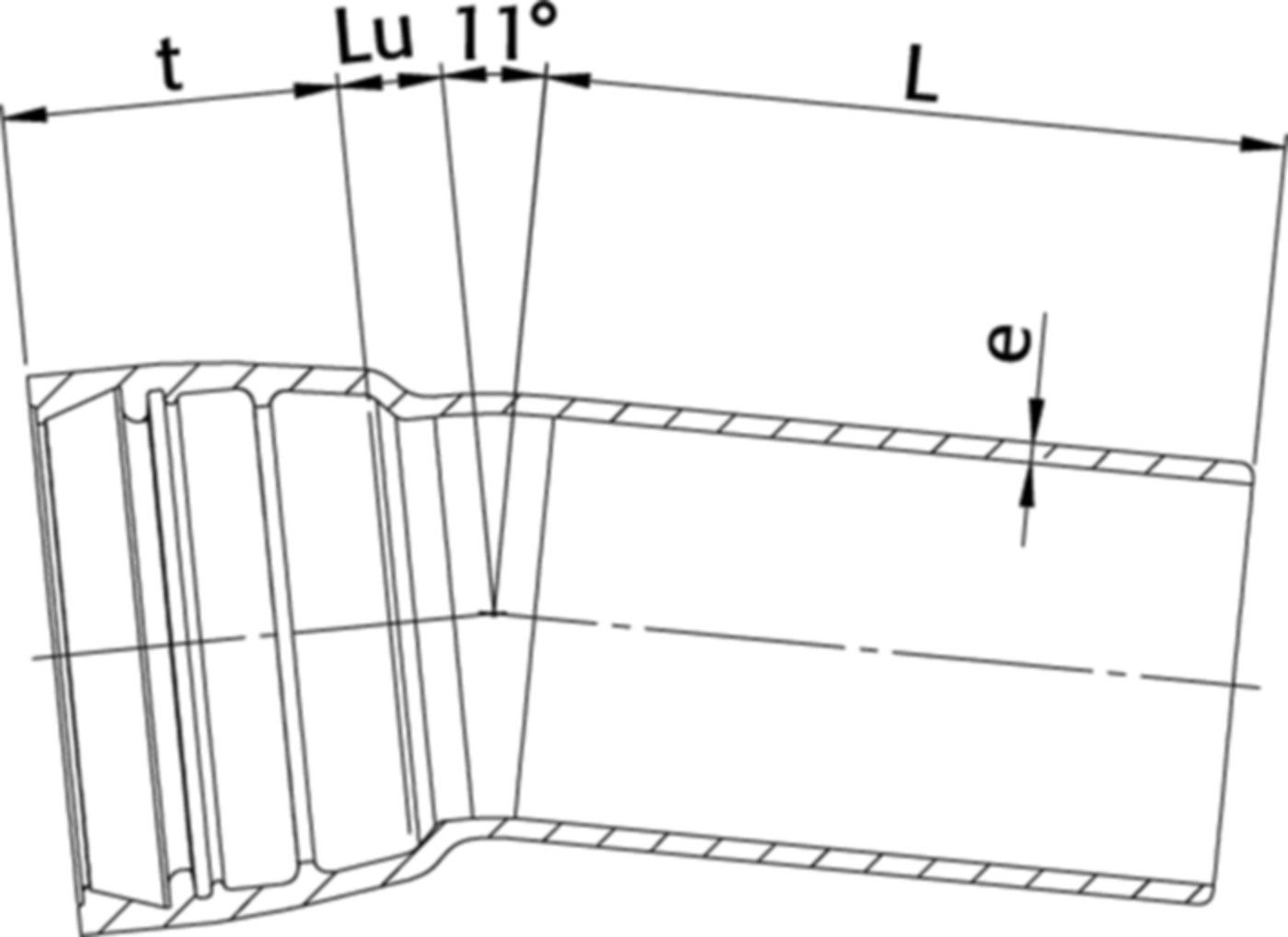 STM-Bogen 1M Novo-Sit MK 11° DN 80 - WILD Steckmuffenformstücke