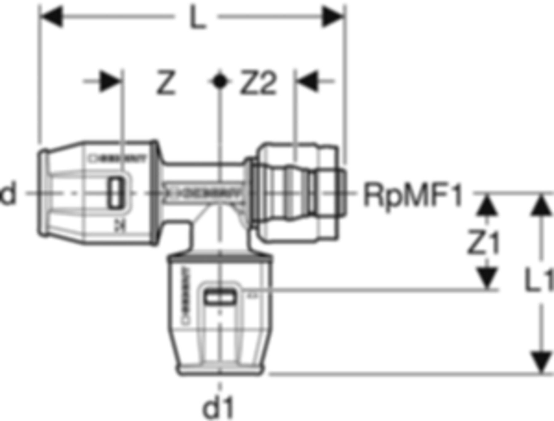 T-Stück 16mm-16mm-1/2" 650.503.00.1 mit MasterFix - Geberit-Push Fit-Formstücke