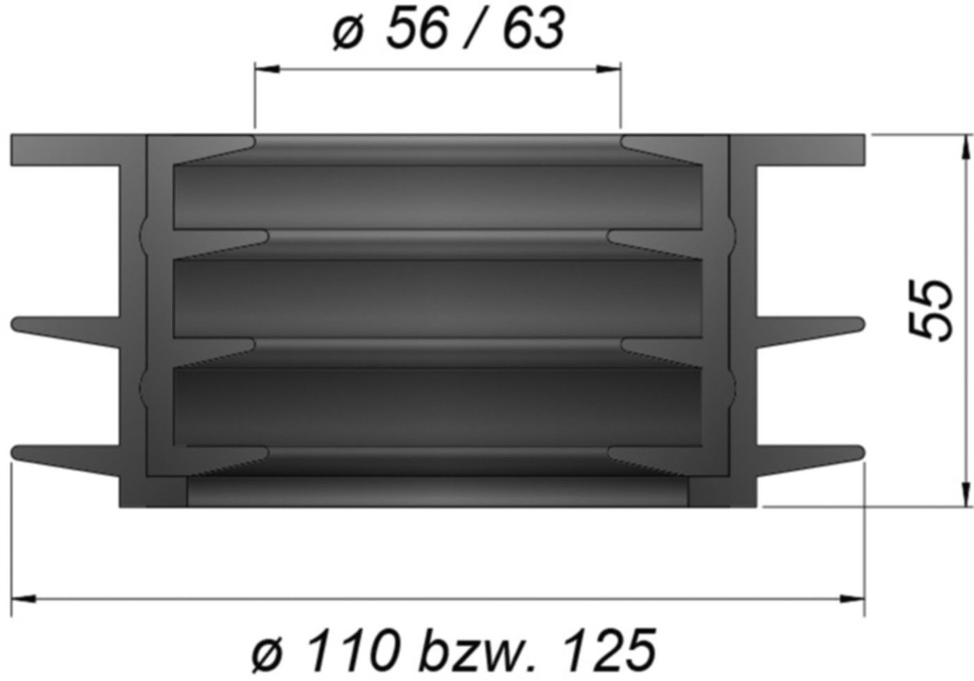 Übergangsadapter Universal 125 - 56/63mm Art. 6-SR0042 - SCHACO Entwässerungstechnik