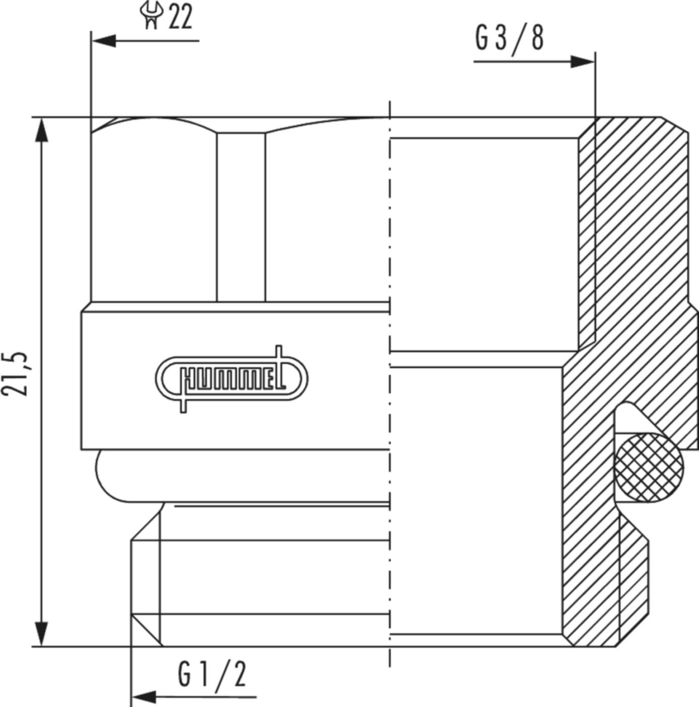 Reduzierstück vern. m/O-Ring 1/2" x 3/8" 2 551 1238 01 verstärkte Ausführung - Hummel Programm