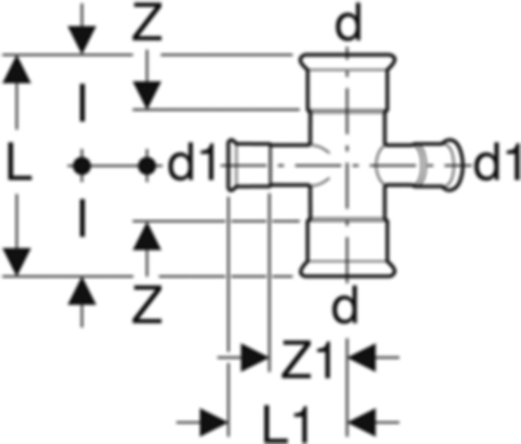 Kreuzstück 30° 18-15mm 21404 - Mapress-Heizungs-Formstücke