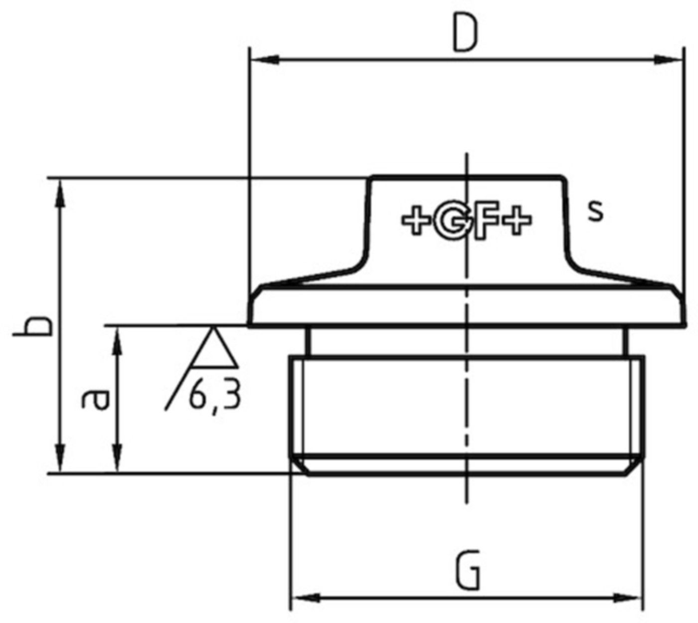 Stopfen 595 V 1" m/Dichtfl. 770 595 206 - GF verz. Tempergussfittings