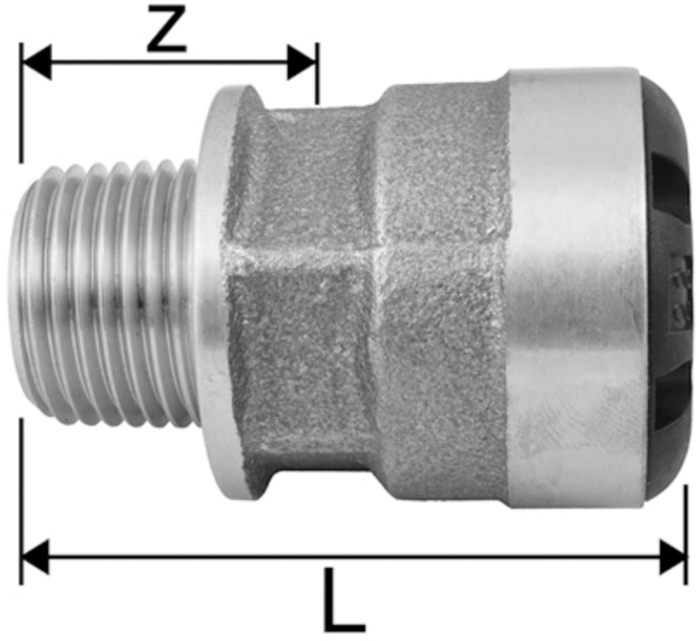 Industrie-Übergang mit AG 10 mm - 3/8" 8820.1005 - SudoFIT-Formstücke