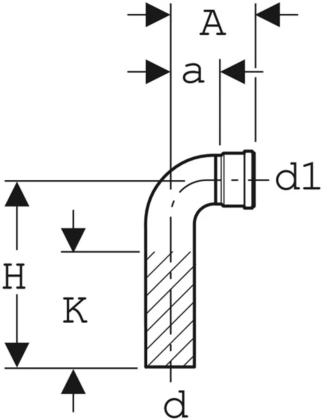 Anschlussbogen 90° mit Steckmuffe 56mm 152.257.16.1 - Geberit-Sifon + Apparateanschlüsse