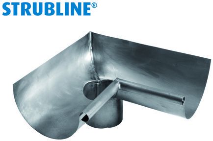 Rinnenwinkel innere 330/ 100 mm 147 mit Stutzen "Strubline" - Verzinkte Spenglereihalbfabrikate