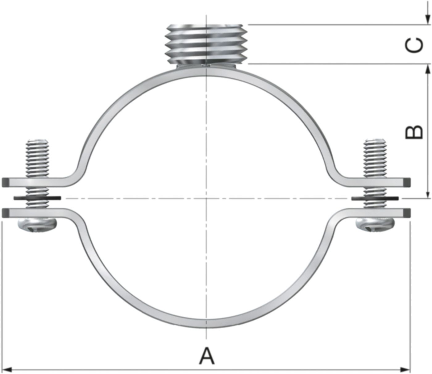 BSF-Combi o.Gummi,ohne Muffe 1/2"/M10 33.5 - 38.5 mm 1" 51804 - Flamco-Rohrschellen