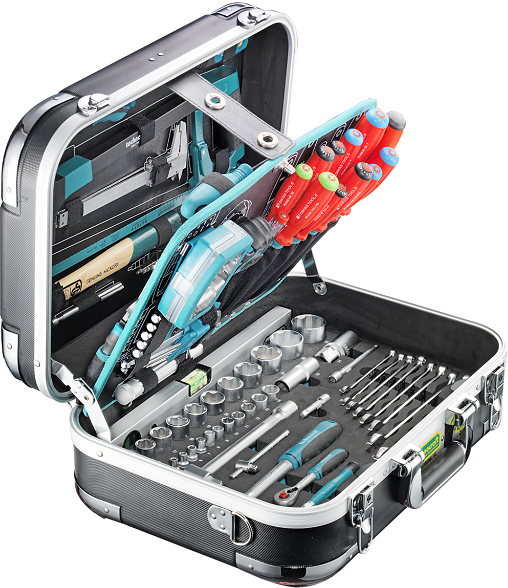 TECHNOCRAFT ABS-Werkzeugkoffer Pro Chrome 152 PB Swiss Tools 152-tlg.,1/4" 4-14 mm, 1/2" 10-32mm - Werkzeugkoffer,Sortimentskoffer,Behälter