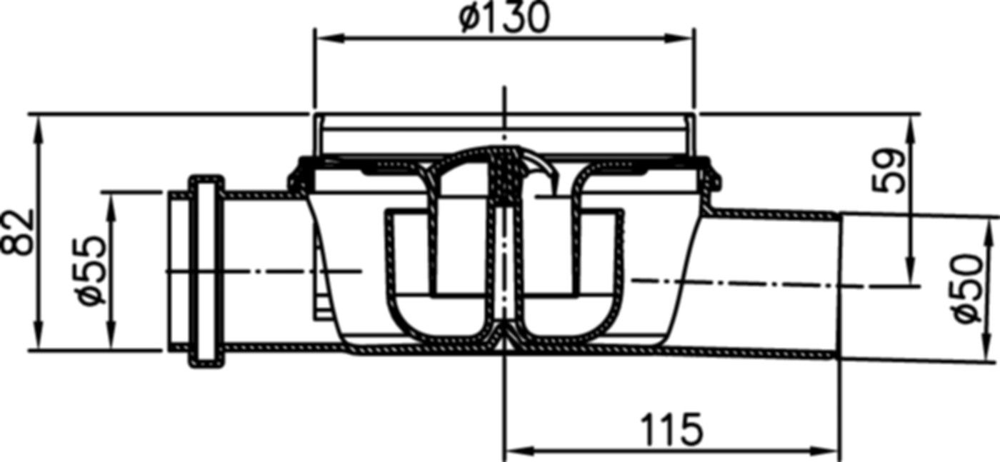 Ablaufkörper Easyflow Flatline DN 50 Kunststoff waagrecht 2505.00.00 - ACO Passavant Entwässerungstechnik