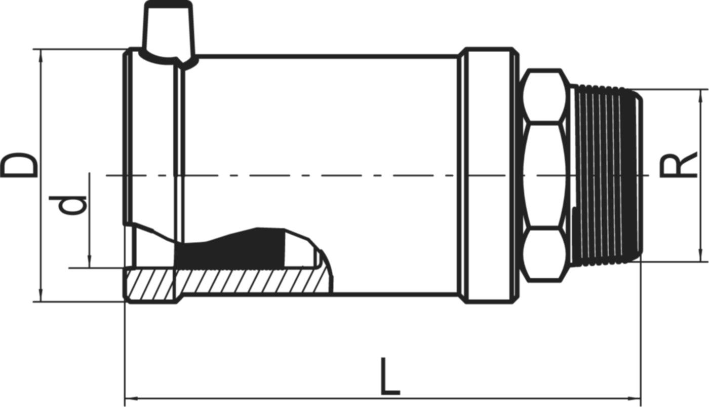 Übergangsstück gerade / Messing mit AG d 50mm - 2" 612 706 (Karton à 15 Stk.) - Frialen Elektroschweissfittinge