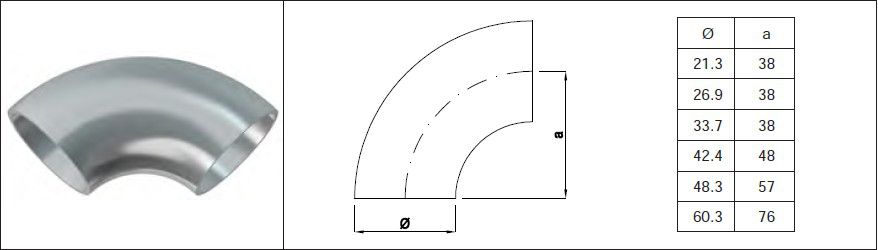 3D Schweissbogen geschliffen 48.3 x 2 mm 1.4404 V4A 129546 - INOXTECH-Handlauf-/Geländer-System