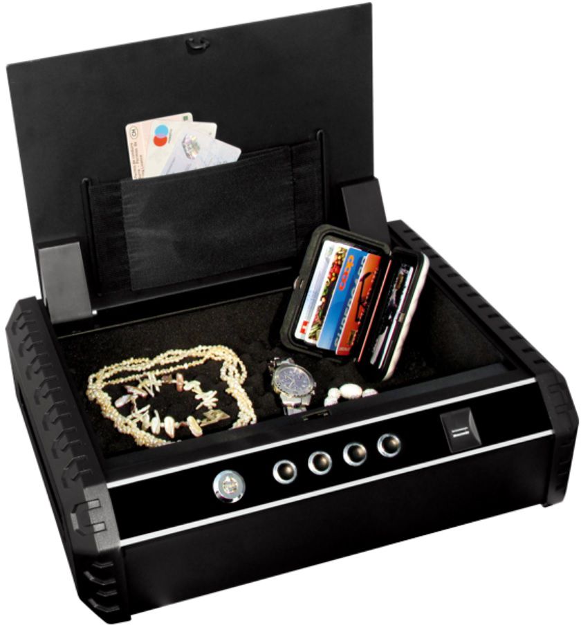 Portables Wertbehältnis schwarz m. Elektronik- und Fingerprintschloss, MINISAFE EF - Möbeltresore