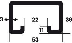 DIN 17118, schwarz, ungeschlitzt 53/36/22/3.0, 2S - Kaltgerollte Ankerschienen S235JR