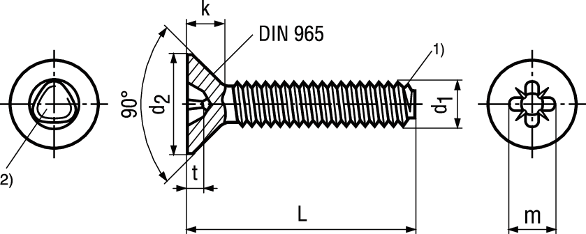 Gew-Furch Senkschr Pozi St vzb BN3327 DIN7500M M2,5x10 - Bossard Schrauben