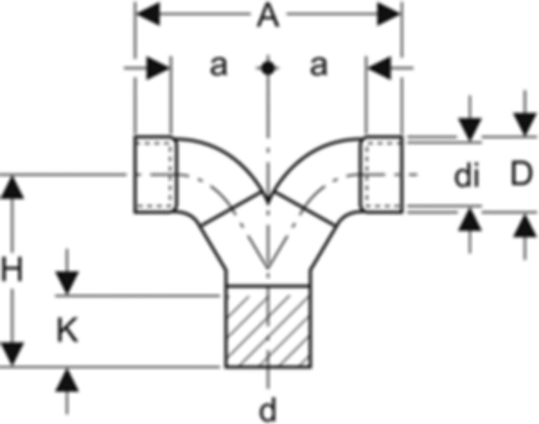 Hosen-T 180° mit Sifonanschlussmuffen d 56/46mm 363.463.16.1 - Geberit-PE-Formstücke
