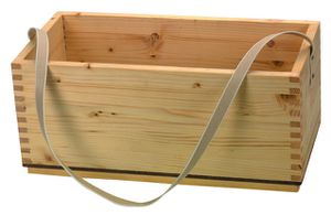 Allzweckkiste, aus massivem Tannenholz 500mm x 250mm x 200mm, mit Tragriemen - Werkzeugkoffer,Sortimentskoffer,Behälter