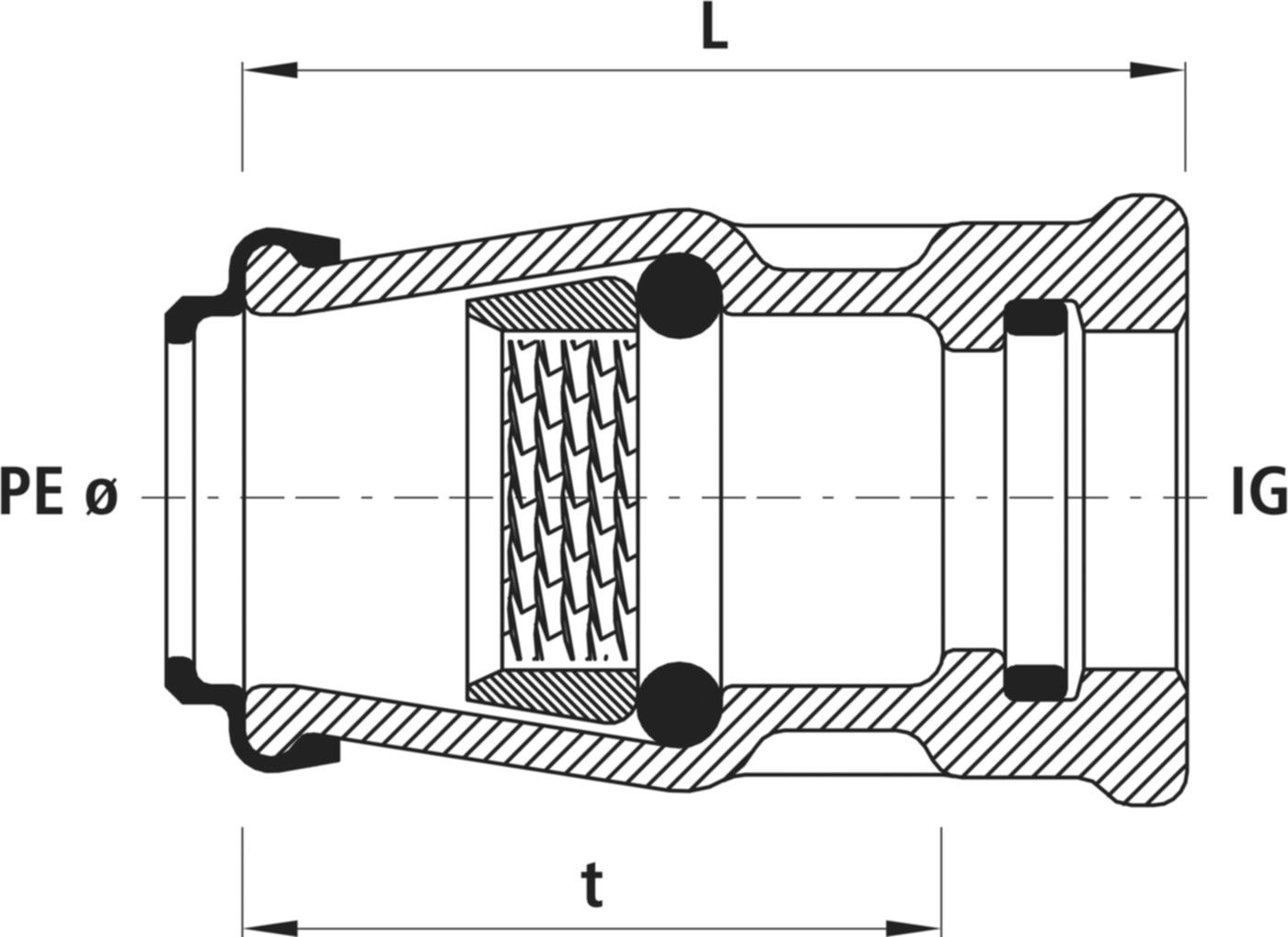 Steckfitting mit Innengewinde 6220 POM d 40mm - 1 1/4" - Hawle Steckfittinge