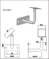 Geschw. Wandkonsole eck. waagr. bewegl. 4-kant/Rechteckrohr 12 mm geschl. 1.4301 - INOXTECH-Handlauf-/Geländer-System