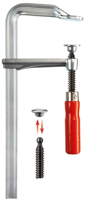 Ganzstahl-Schraubzwinge GZ50 / 500 x 120mm, Holzgriff rot - Spannwerkzeuge