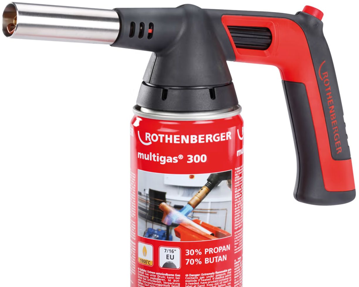 ROTHENBERGER Weichlötbrenner Rofire 4 Piezo Piezo-Zündung, inkl. Multigas 300 - Sanitärwerkzeuge