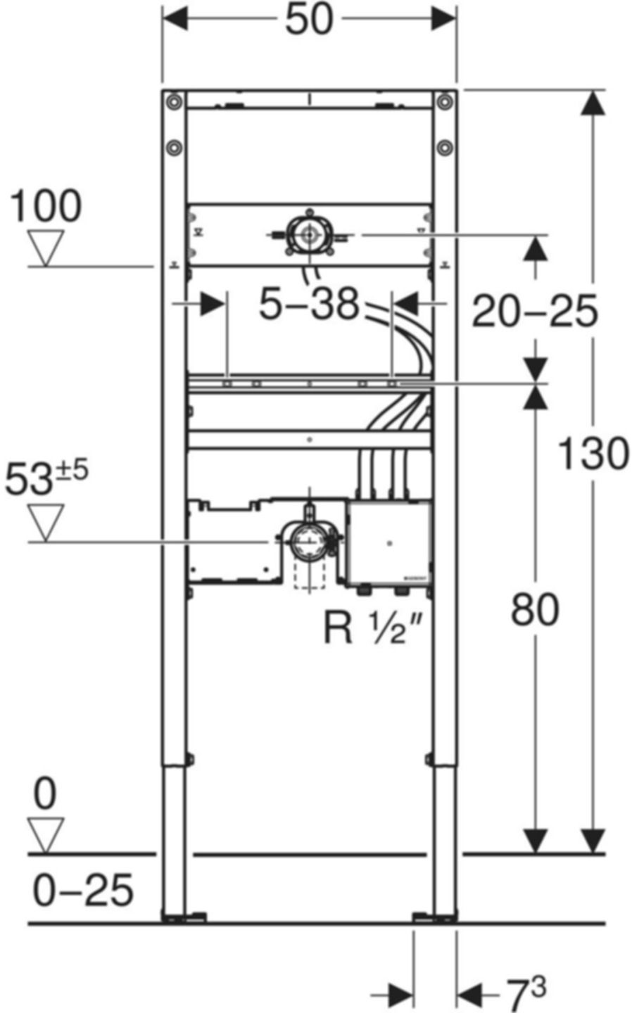 Element für Waschtisch 111.559.00.2 Typ 130, Wandarmatur m/UP-Funktionsbox - Geberit-Duofix