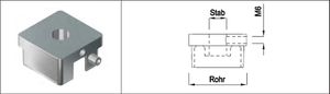 Rohrkappe quadr für Rohr 40/40/2 mm St.12mm,sichtb.Quergew.M6,Eins.kon.,gesc - INOXTECH-Handlauf-/Geländer-System