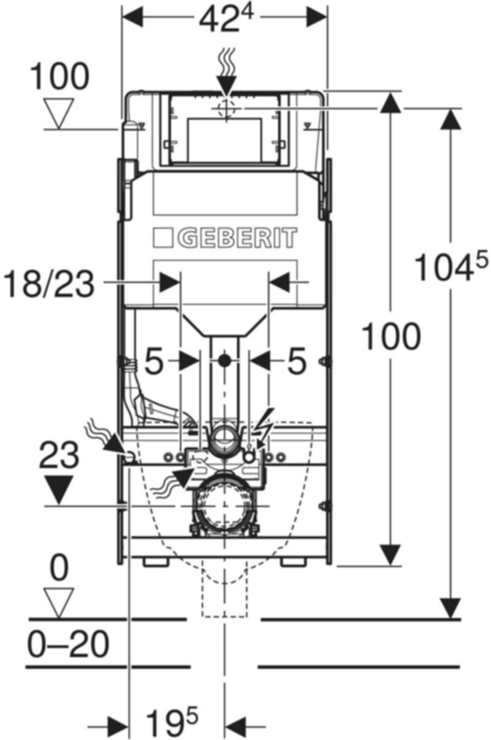 Wand-WC-Element Sigma 461.323.00.6 Typ 114 Elektro-und Kommunikationsanschl. - Geberit-GIS