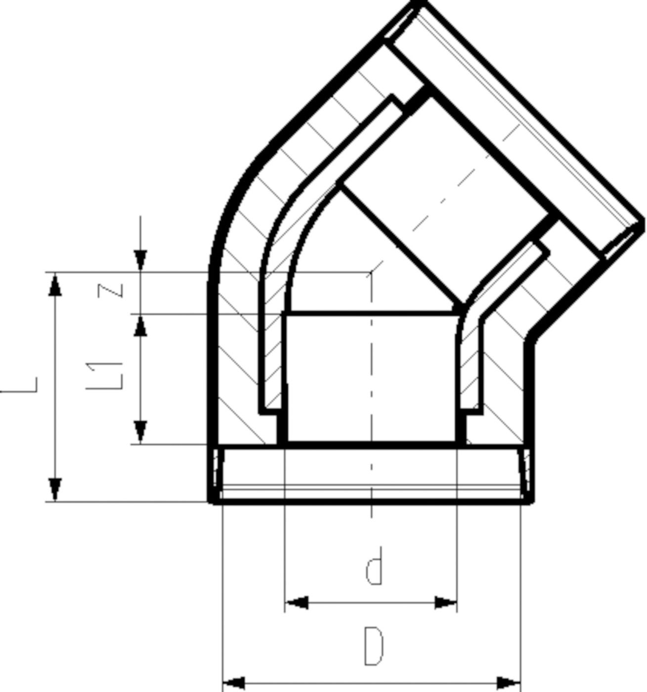 COOL-FIT Winkel 45° vorisol. 63x110mm 738 154 111 - GF COOL-FIT 2.0