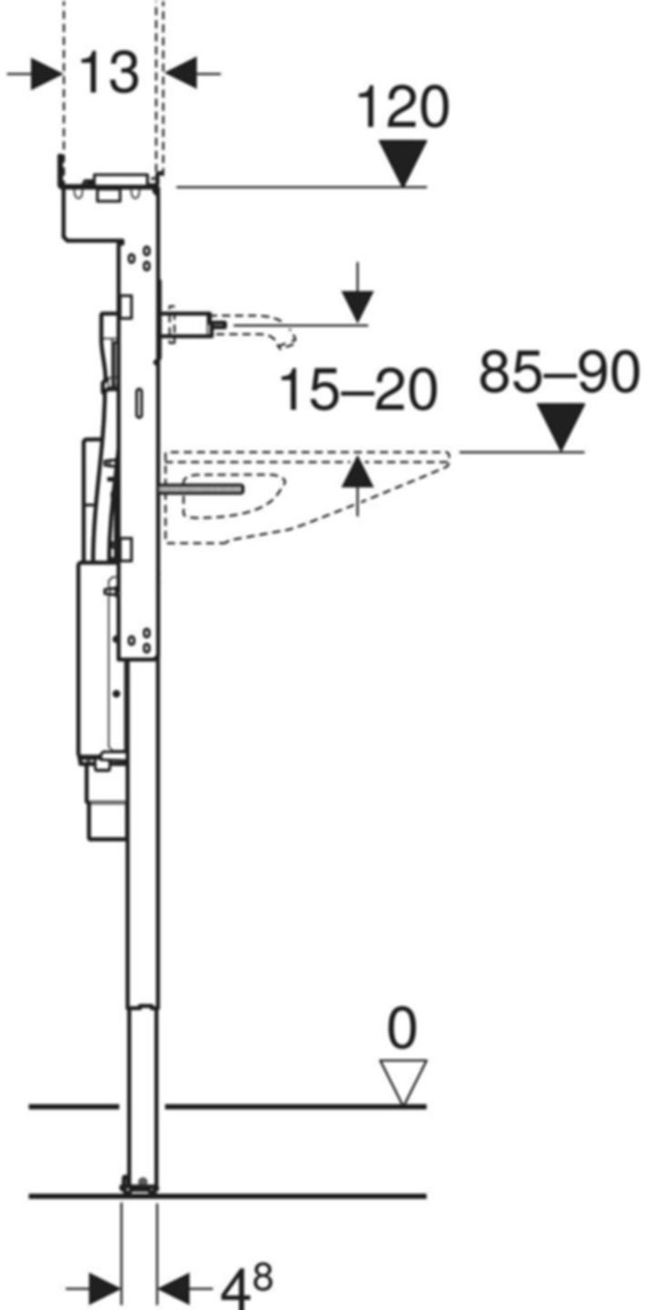Element für ONE Waschtisch/ONE Wandarmatur Raumhoch, Breite   80cm 111.071.00.2 - Geberit-Duofix