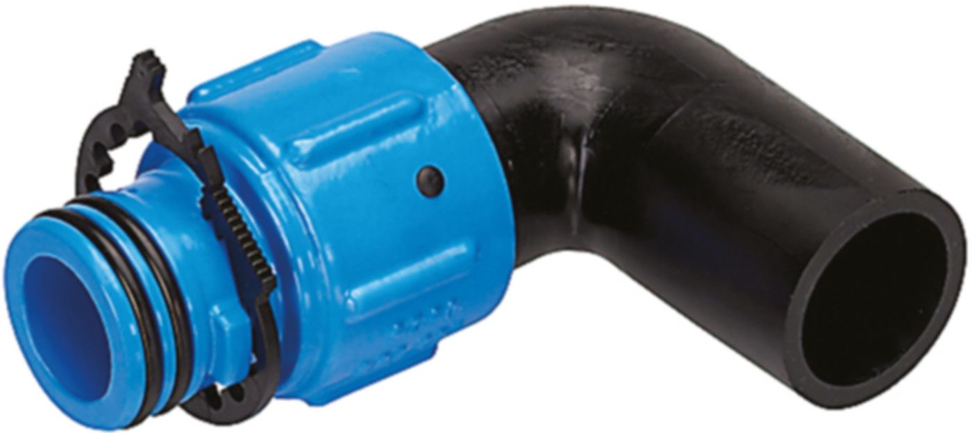 PE-Winkel-Anschweissende 90° mit 6190 ZAK-Anschluss d 40mm - Hawle Steckfittinge