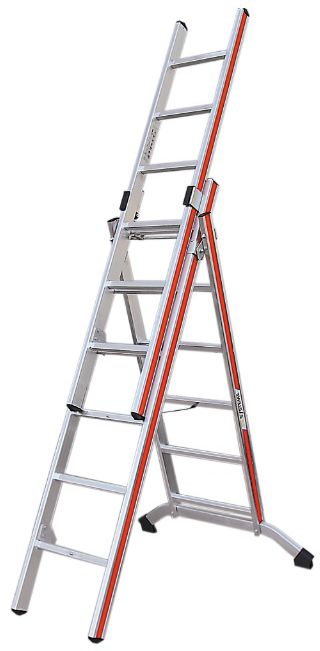HB Mehrzweckleiter, 3 tlg Typ 145, 3x6 Sprossen, L=1.89/4.13m - Garten