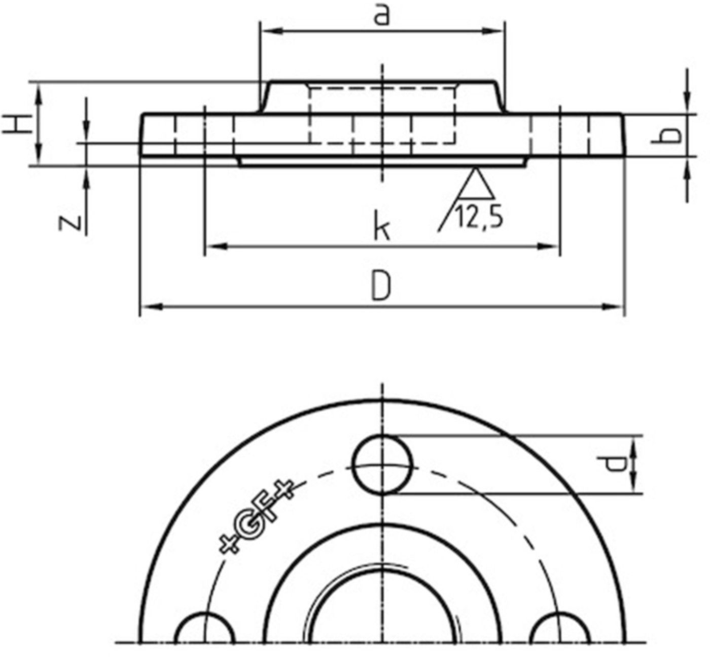 Flansch PN 16 329 V 21/2" 4-Loch 770 329 210 - GF verz. Tempergussfittings