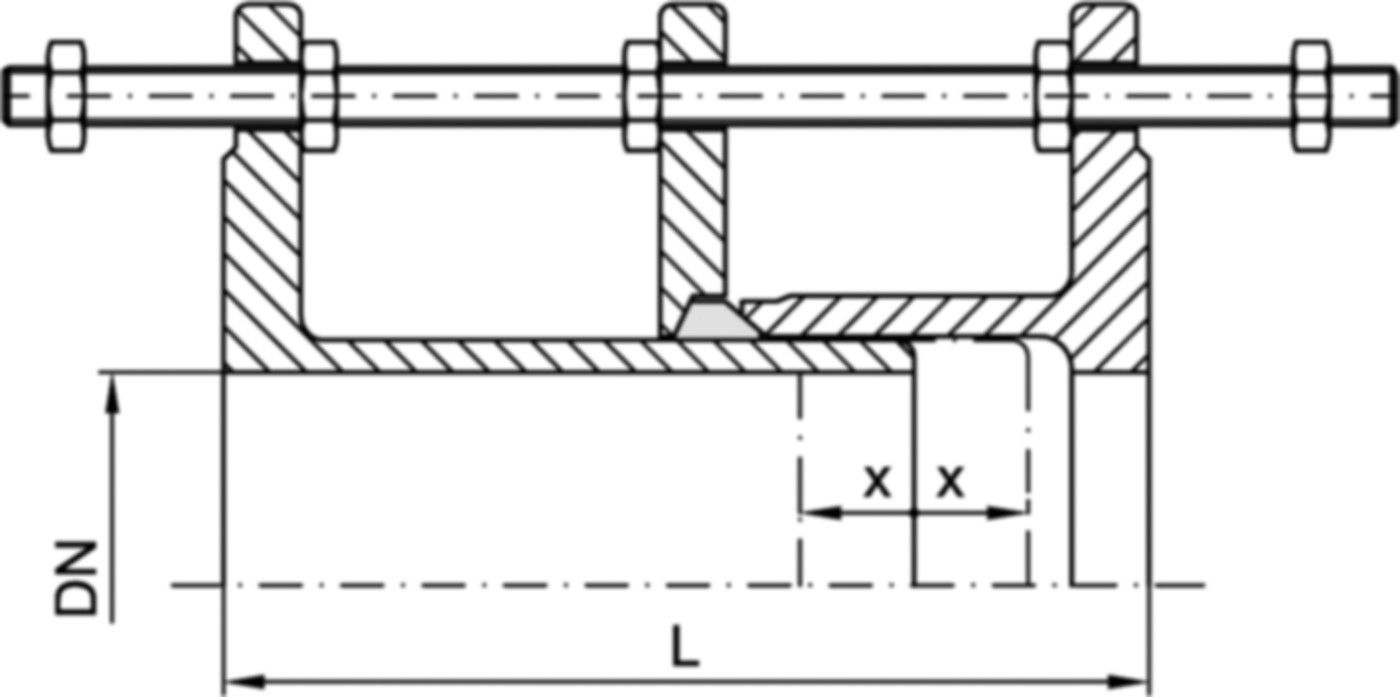 Ein- und Ausbaustück F III Gewindeanker verzinkt PN 10/16 DN 125 - Erhard Absperrklappen