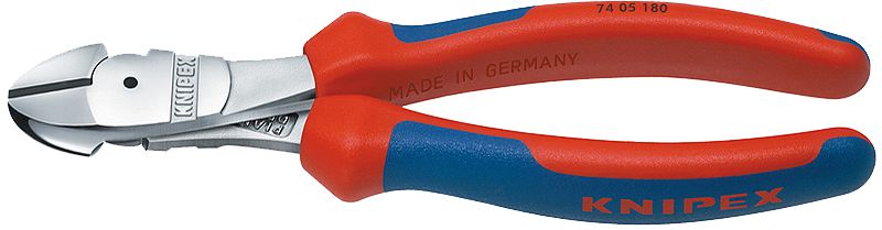 KNIPEX Kraft-Seitenschneider, verchromt 7405, L= 180mm, Mehrkomp.-Griffhülle - Zangen, Schneiden