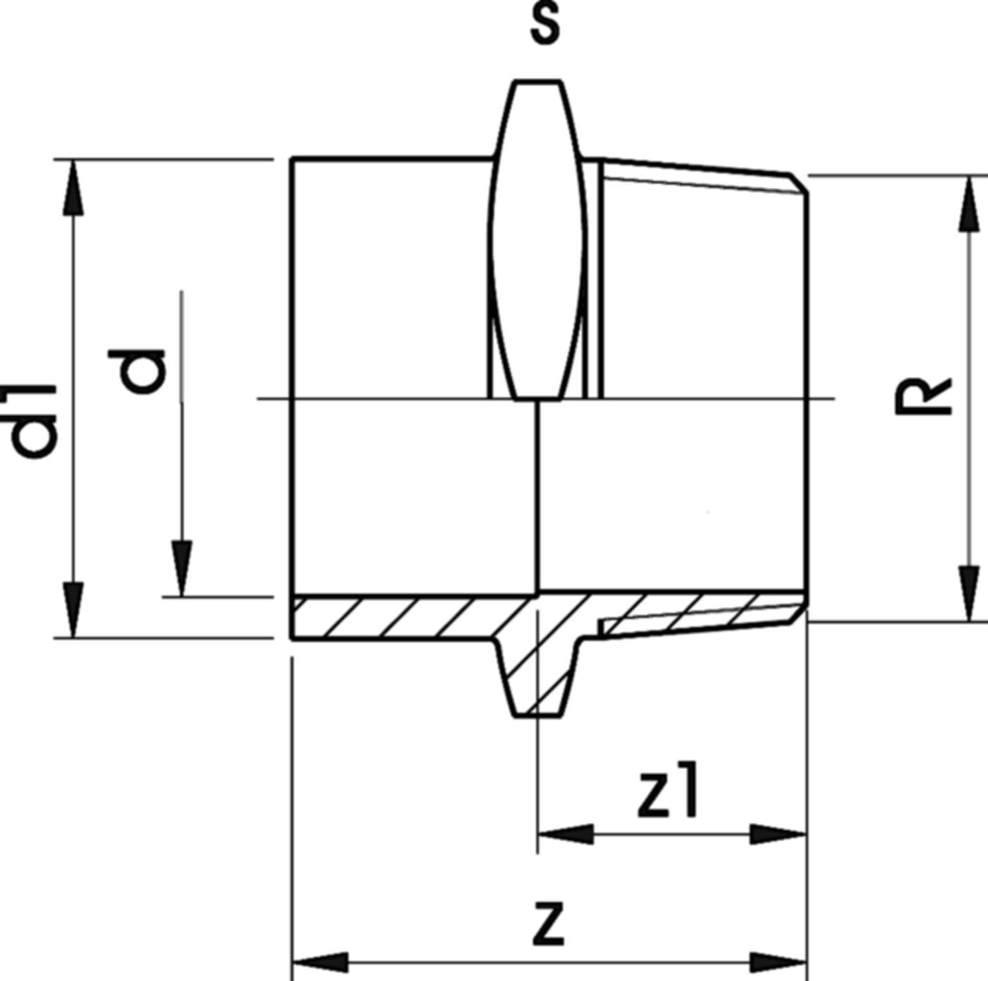 Überg.-Nippel Muf.-St./AG 32+40 - 11/4" 721 910 559 - GF Hart PVC-U Formstücke