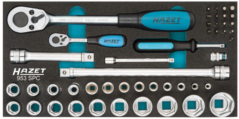 HAZET Steckschlüssel-Satz, 47-tlg. 953SPC, 1/4" + 1/2" - Steck- und Drehmomentschlüssel