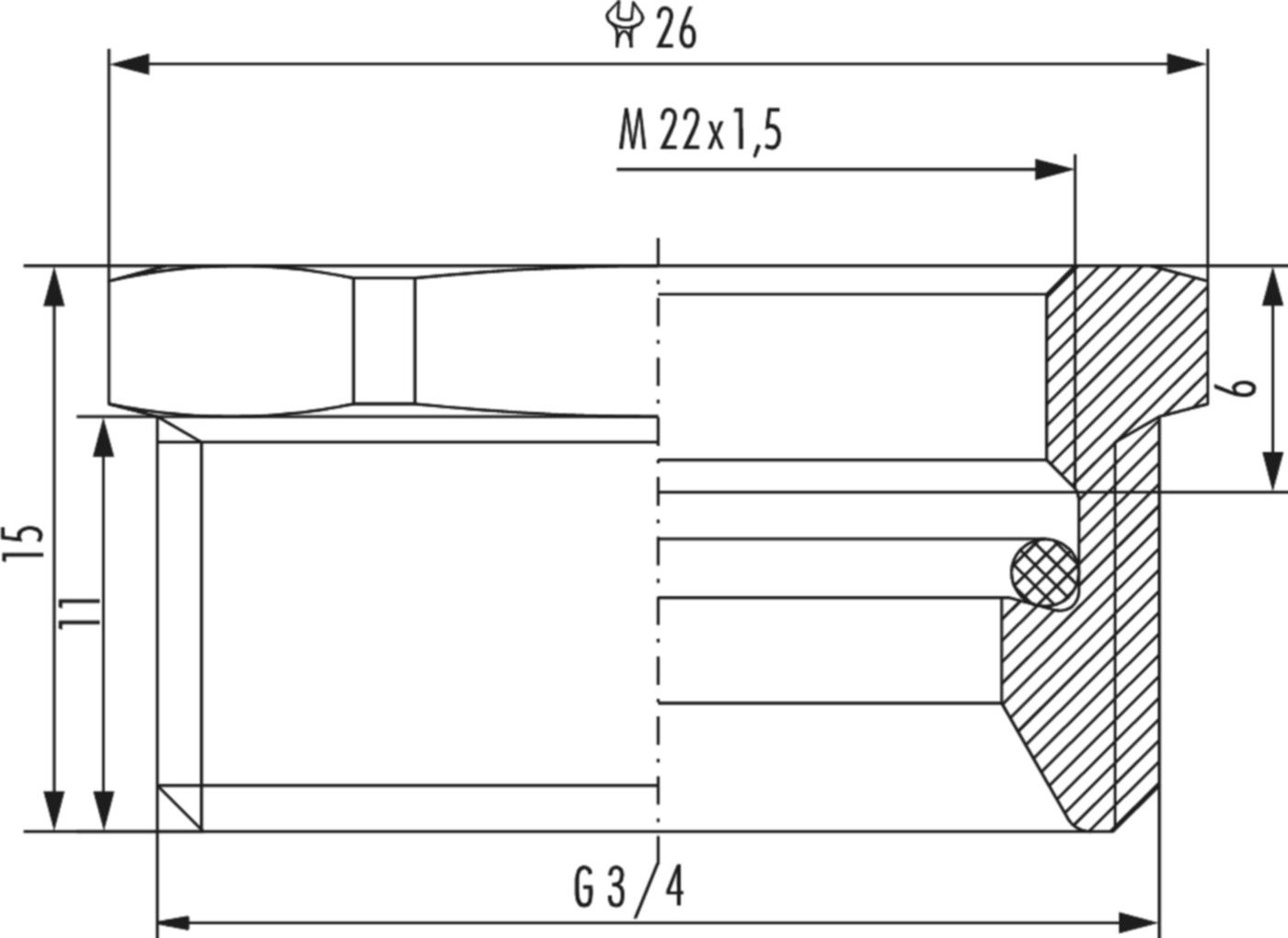 TKM Übergangsadapter M 22 IGx EK G 3/4" 2 554 2234 01 - Hummel Programm