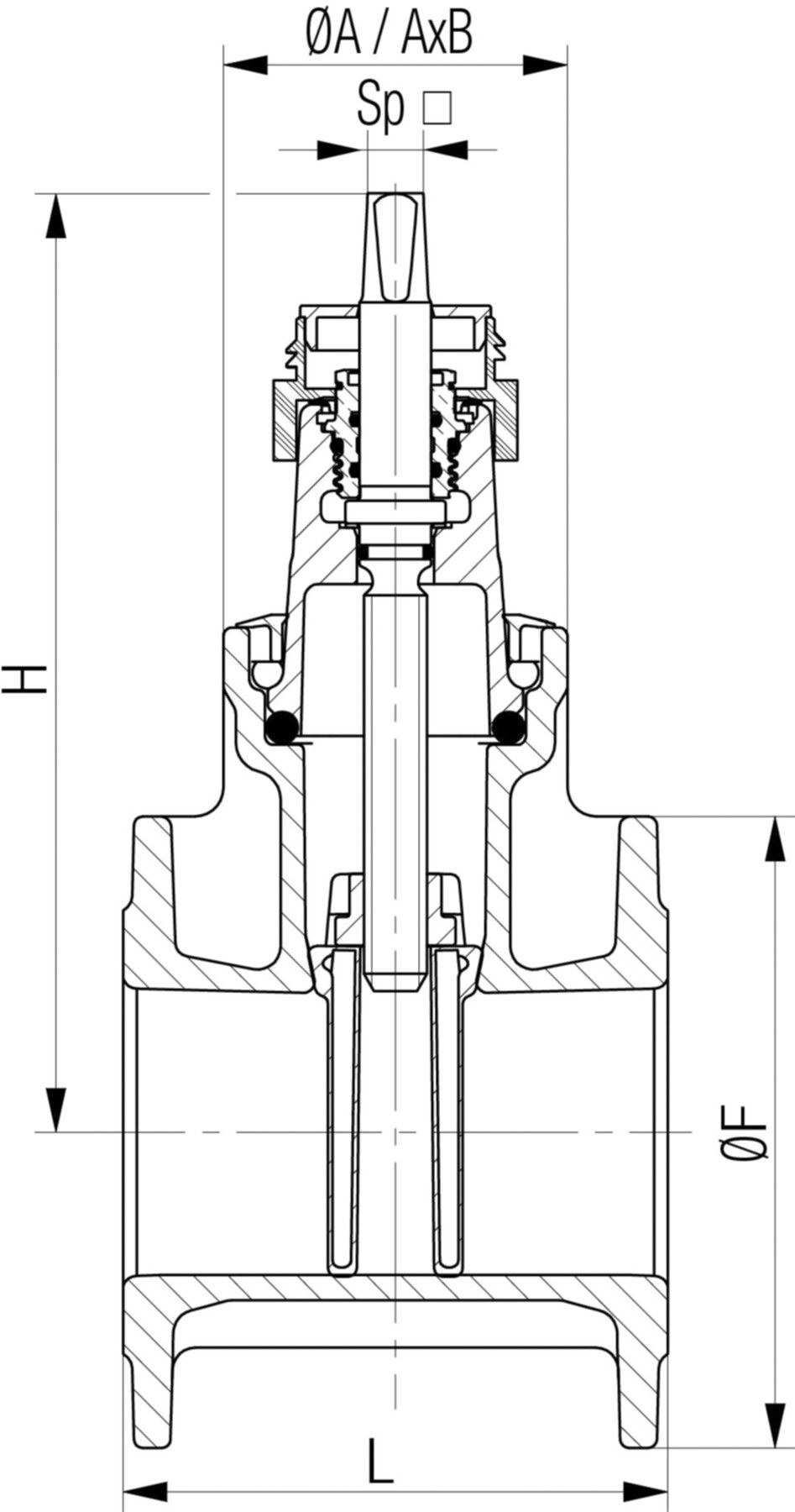 Flanschenschieber Fig. 5007 PN 10/16 DN 125 - Von Roll Armaturen