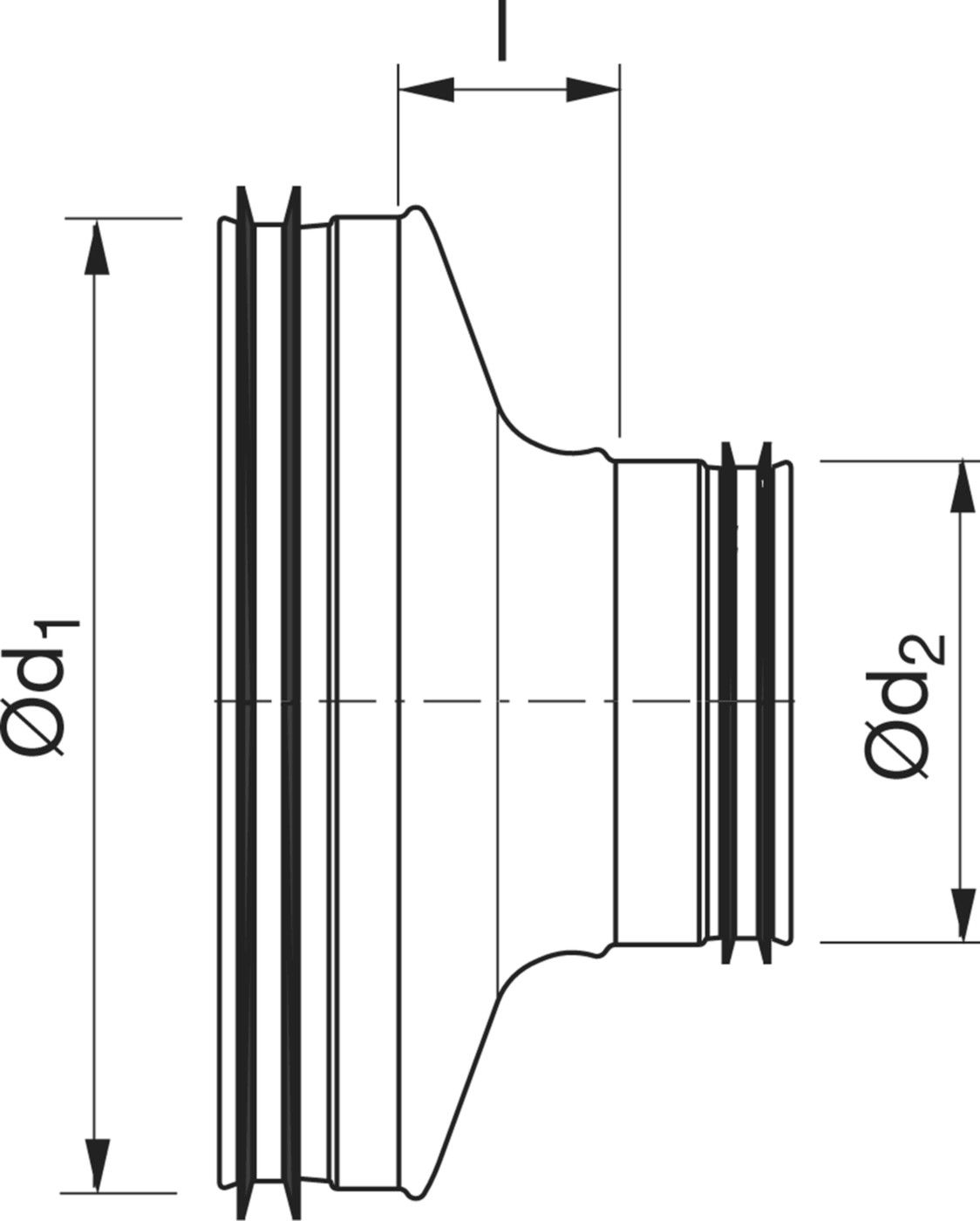Reduktion zentrisch 100/ 80mm RCU-V - Spiralfalzrohre und Zubehör System Safe