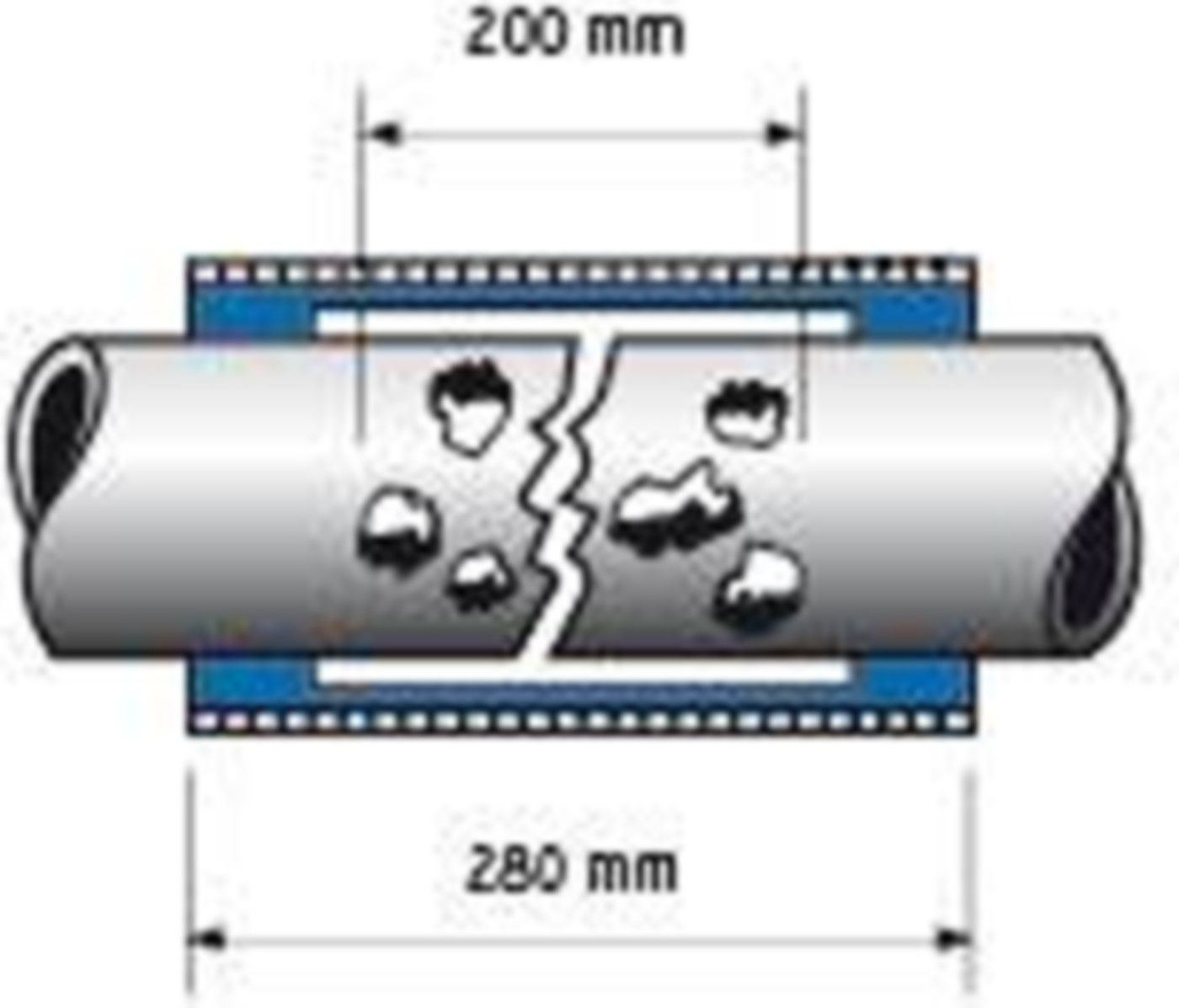 Reparaturkupplung PN 16, RepaFlex32 long lange Ausführung DN 250 PN 16 - RepaFlex-Reparaturkupplungen