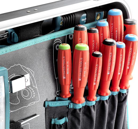 TECHNOCRAFT ABS-Werkzeugkoffer Pro Chrome 152 PB Swiss Tools 152-tlg.,1/4" 4-14 mm, 1/2" 10-32mm - Werkzeugkoffer,Sortimentskoffer,Behälter