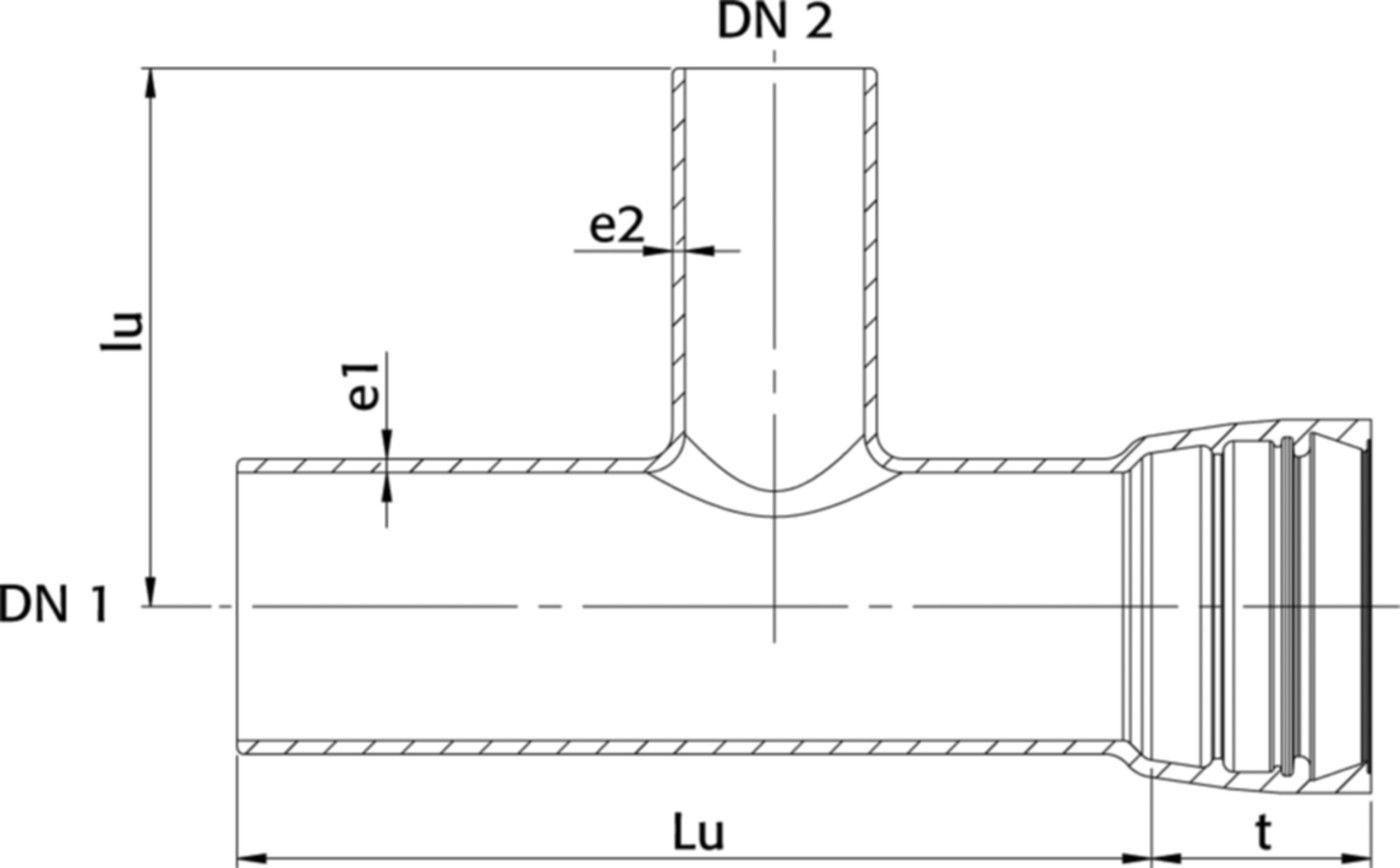 Spitzend-T mit 1 Steckmuffe MI DN 250/150 - WILD Steckmuffenformstücke