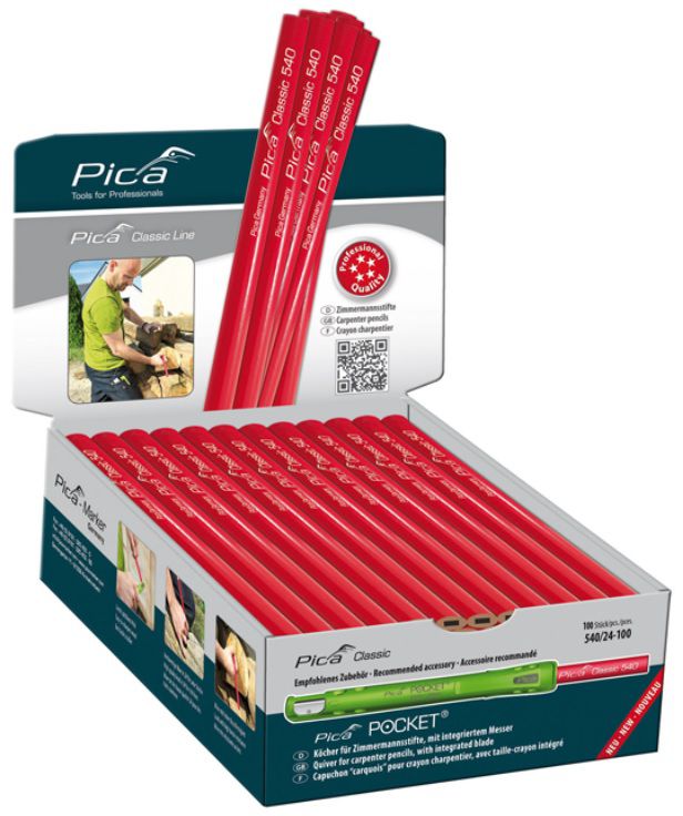 Pica Zimmermannstift PROFI rot, 24cm, ungespitzt - Auszeichnen