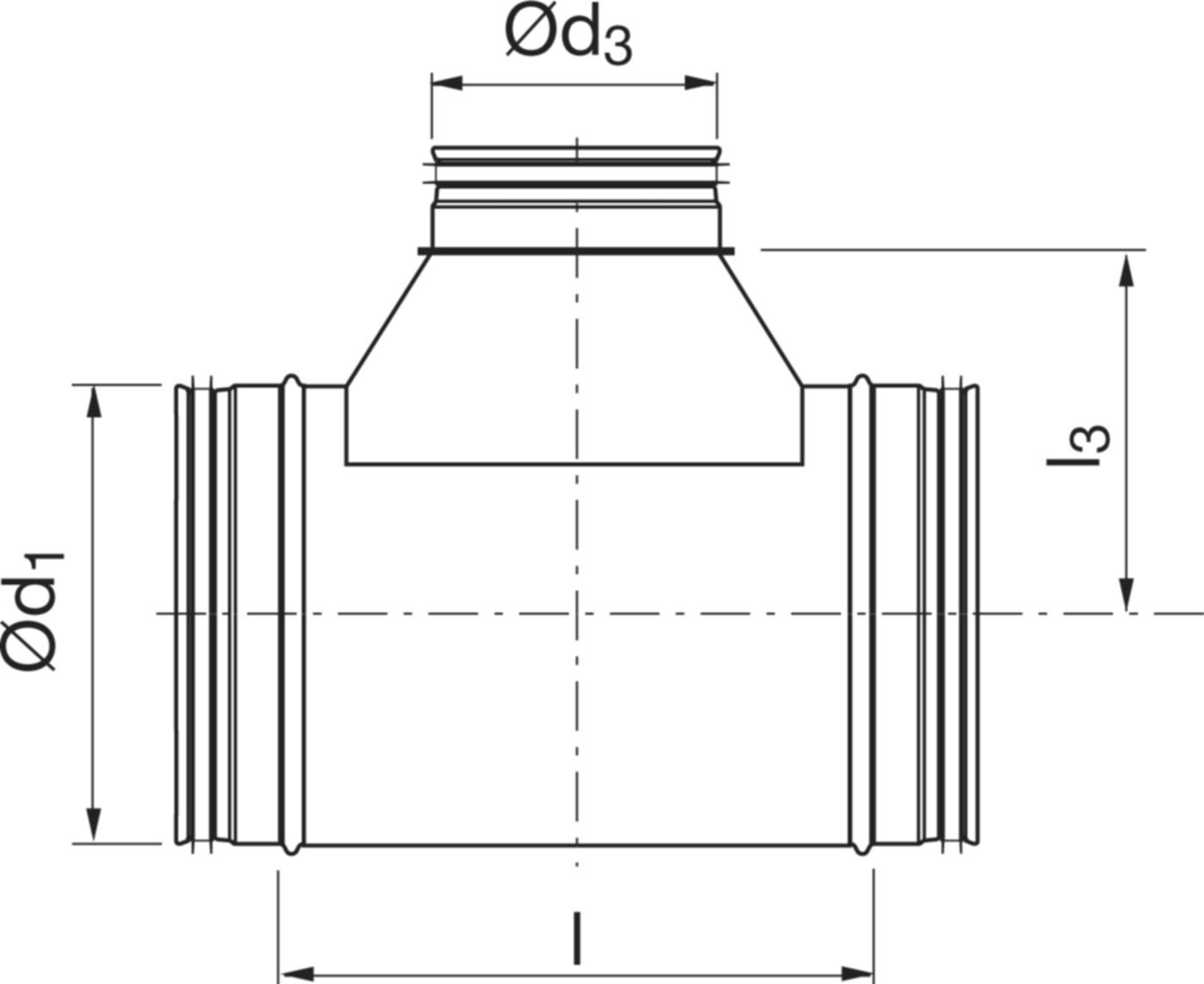 Abzweiger 90° 150/100mm TCU-V m/Einströmkonus - Spiralfalzrohre und Zubehör System Safe