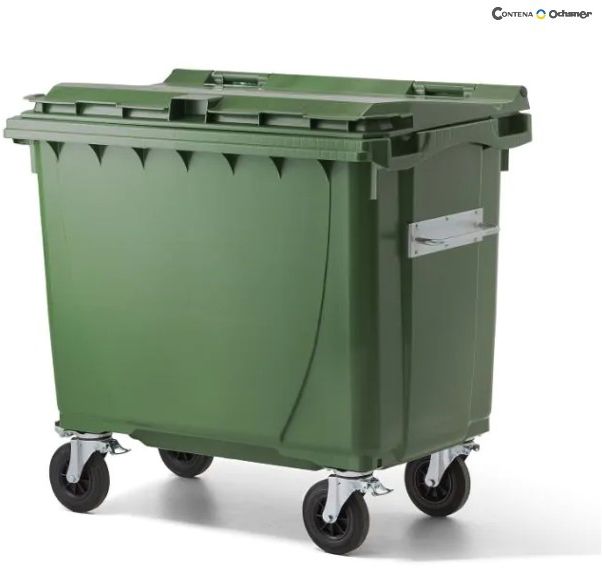 Grosscontainer aus Polyethylen 770l, grün, mit Fussbremse - Container