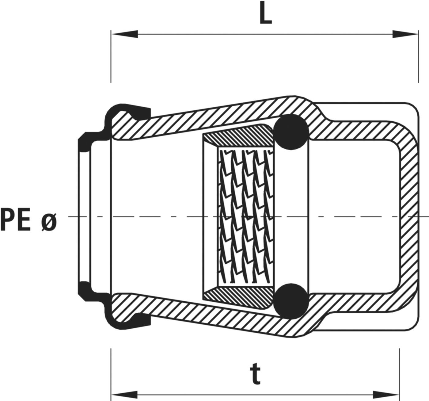End-Steckfitting POM 6150 d 63mm - Hawle Steckfittinge